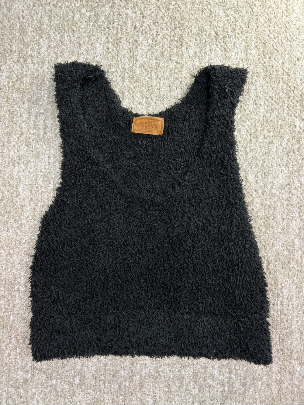 POL Black Plush Tank - Soft Textured Knit